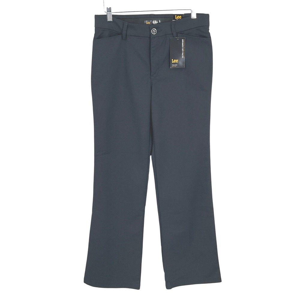 Lee Trouser Pants Womens 6 Medium Black Cotton Blend Ultra Lux Comfort Mid Rise